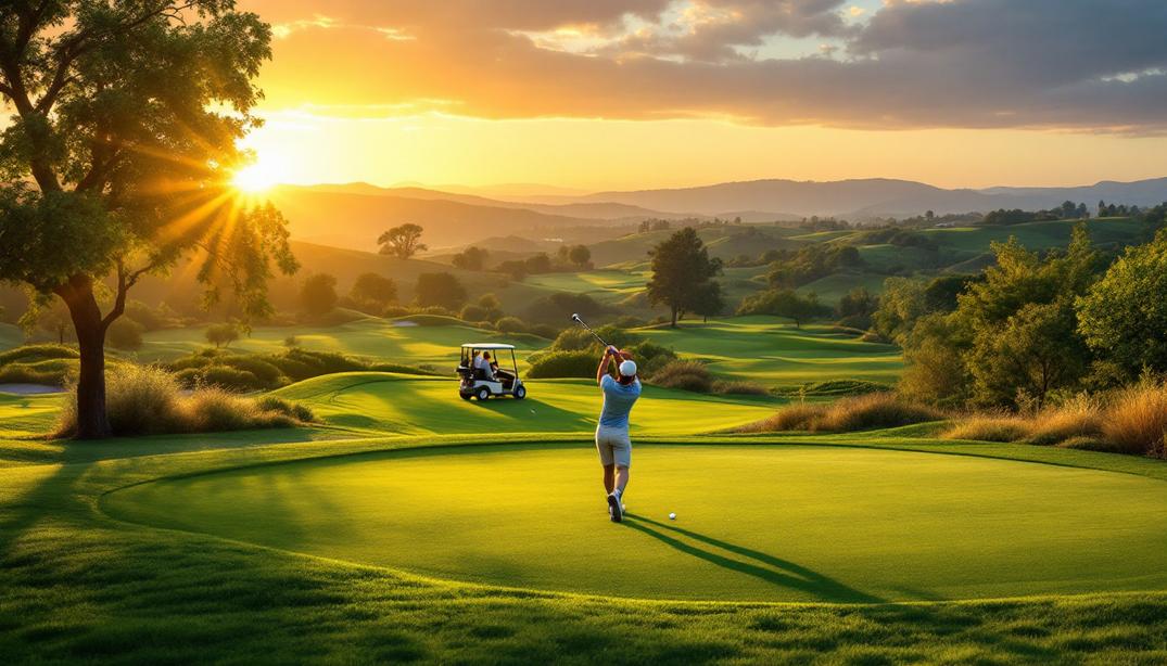 Experience golden hour at one of the best golf courses in Vacaville, where golfers and scenic views create the perfect combination.