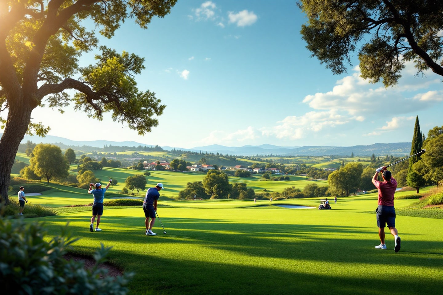 Experience the best golf courses in Pleasanton, with wide fairways and stunning views of the surrounding landscapes.