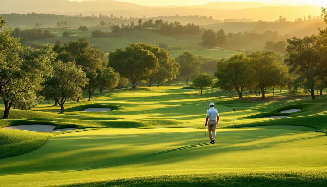 Golfers navigate the challenging terrain at one of the best golf courses in Sacramento, amidst lush landscapes.