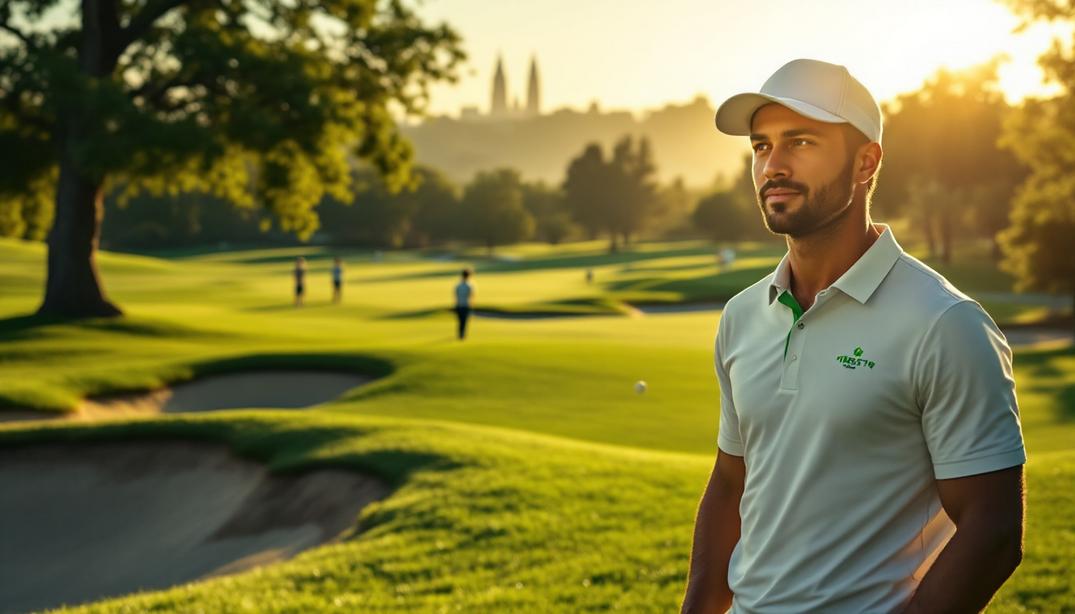 Standing on lush fairways at sunset, this golfer takes in the beauty of the best golf courses in Menlo Park.