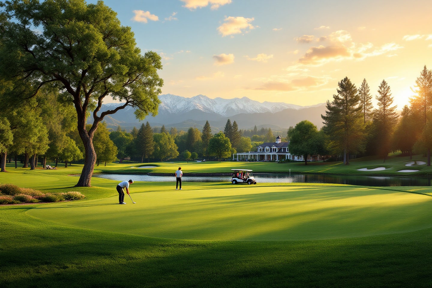 With snow-capped mountains and a calm lake as a backdrop, this is truly one of the best golf courses in Fresno.