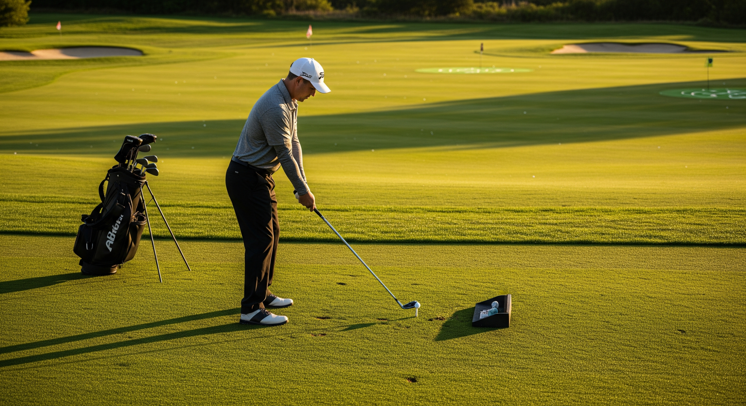 Golfer working on swing mechanics during a professional golf training session