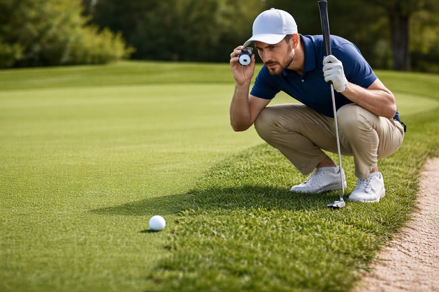Golf instructor correcting swing posture during evening driving range lesson